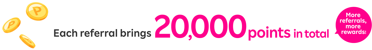 Each referral brings 20,000 points in total