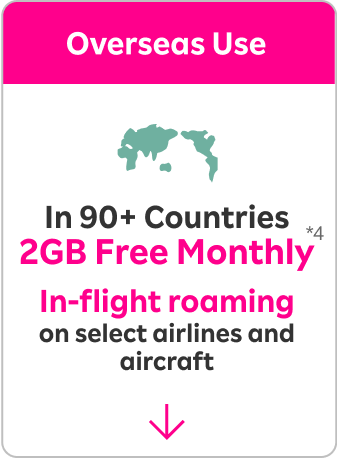 Overseas Use: In 90+Countries 2GB Free Monthly. In-flight roaming available on select airlines and aircraft!