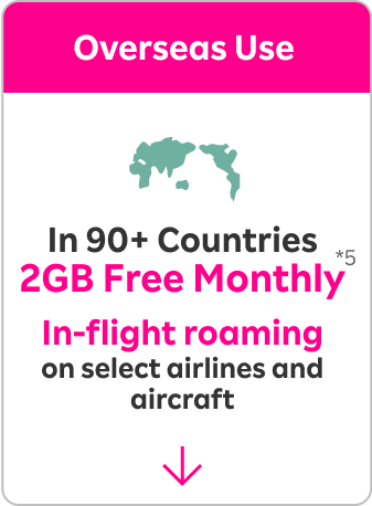 Overseas Use: In 90+ countries, 2GB free monthly. In-flight roaming available on select airlines and aircraft! *5