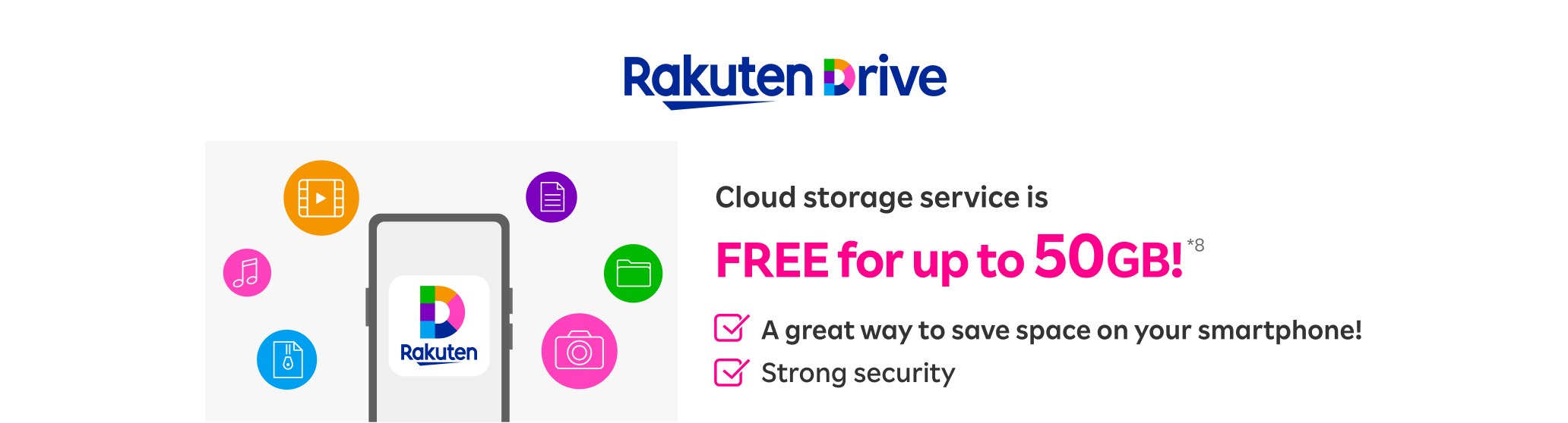 Cloud strage service is FREE for up to 50GB!※8