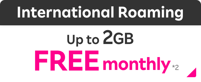 International roaming Up to 2GB/mo. FREE*2