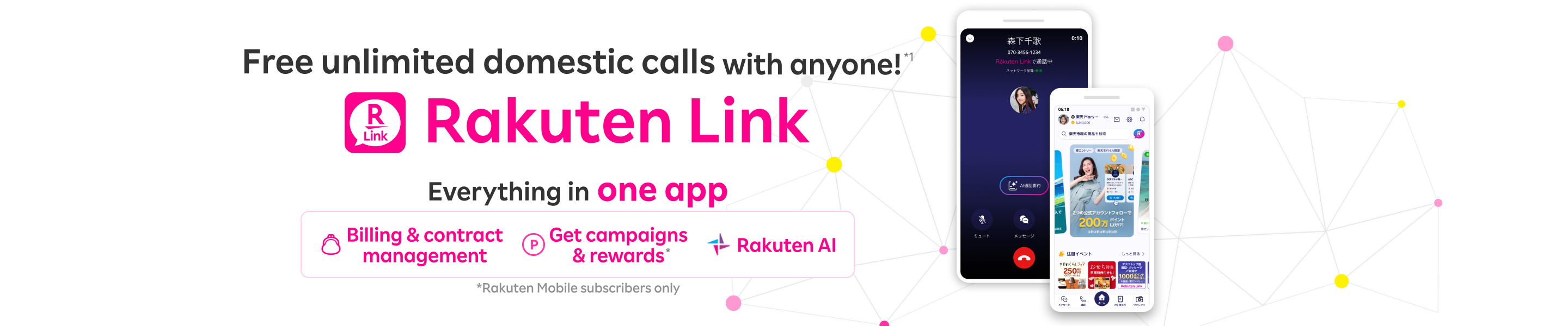 Unlimited Domestic Calls*1 The Super Communication App Rakuten Link