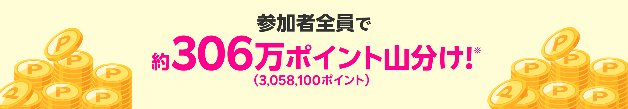 参加者全員で約306万ポイント山分け!（3,058,100ポイント）