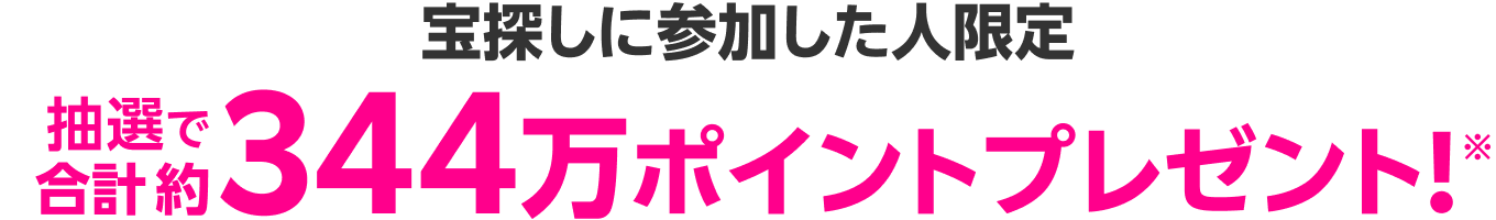宝探しに参加した人限定 抽選で合計約344万ポイントプレゼント!