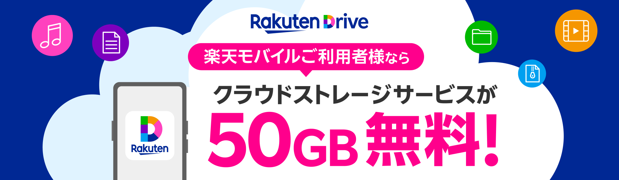 楽天ドライブ 楽天モバイルご利用者様ならクラウドストレージサービスが50GB無料！