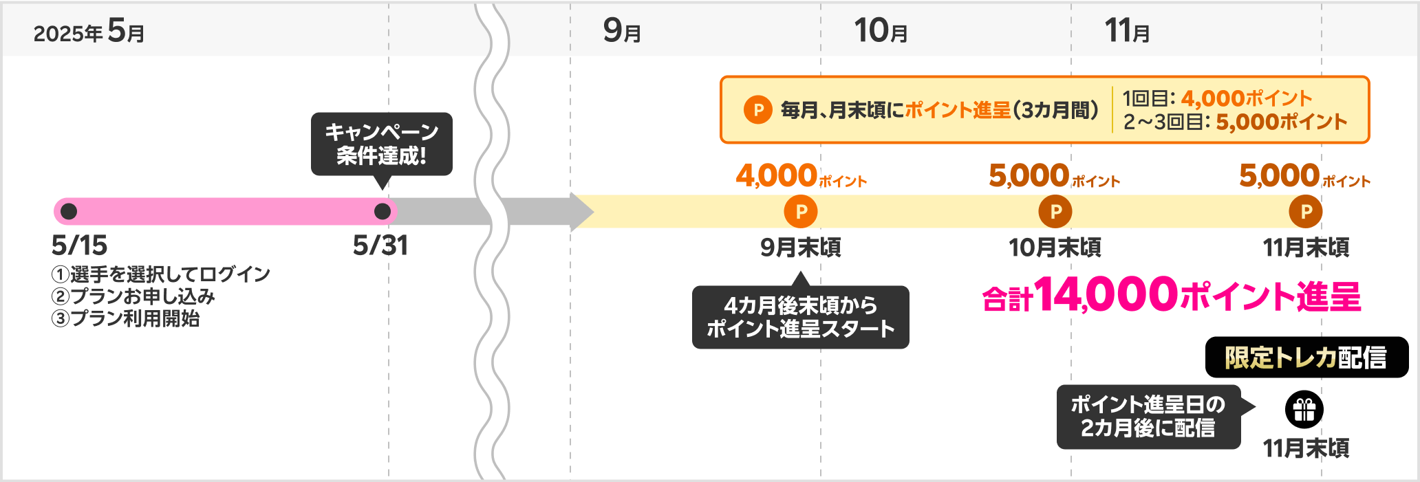 ポイント進呈・グッズ発送時期の具体例