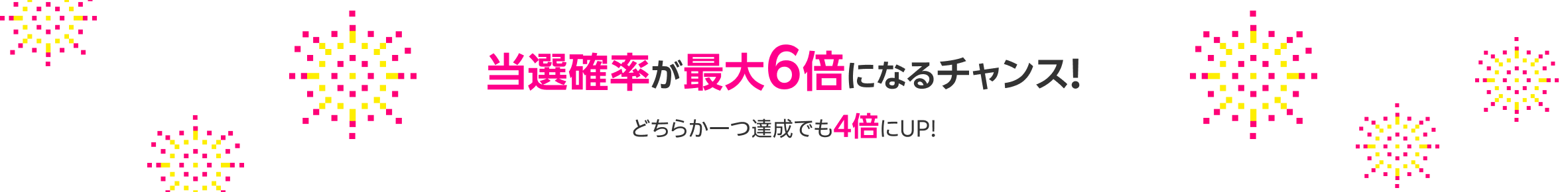 当選確率が最大6倍になるチャンス! どちらか一つ達成でも4倍にUP!