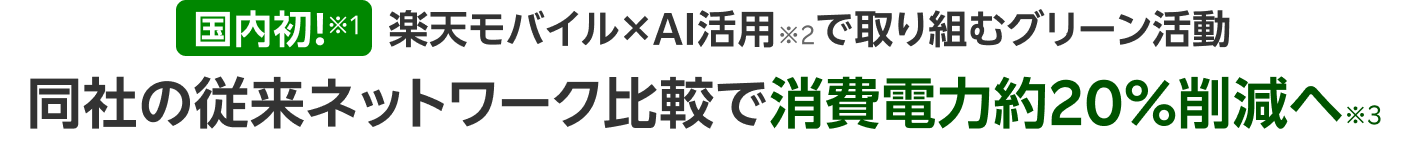 国内初!※1 楽天モバイル×AI活用※2で取り組むグリーン活動 同社の従来ネットワーク比較で消費電力約20%削減へ※3