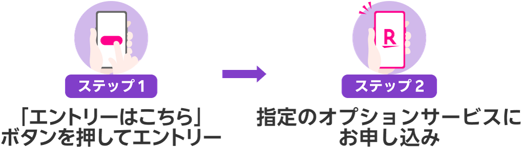 ステップ1:「エントリーはこちら」ボタンを押してエントリー 指定のオプションサービスにお申し込み