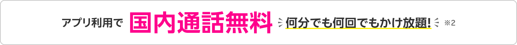 アプリ利用で国内通話無料 何分でも何回でもかけ放題！※2