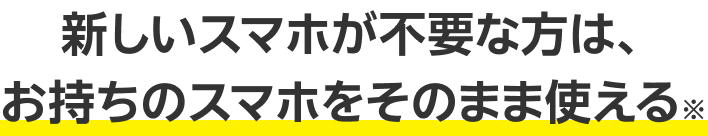 新しいスマホが不要な方は、お持ちのスマホをそのまま使える※