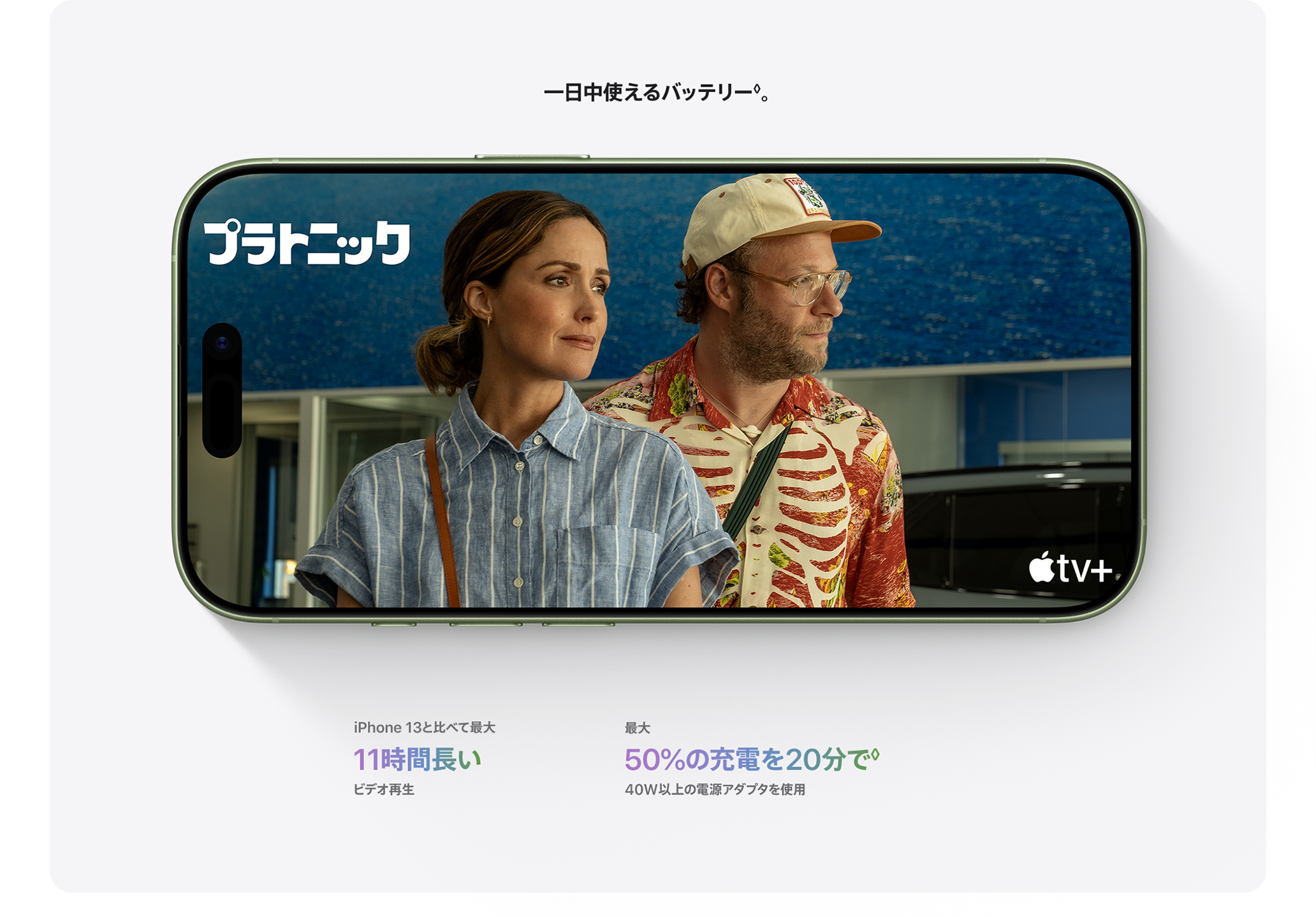 一日中使えるバッテリー。