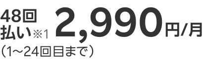 48回払い※1 2,990円/月（1～24回目まで）