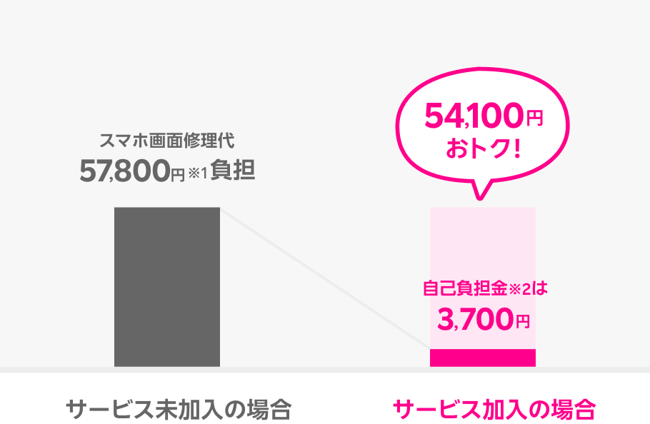 故障紛失保証 with AppleCare Services & iCloud+に加入していれば自己負担金は3,700円に抑えられます。