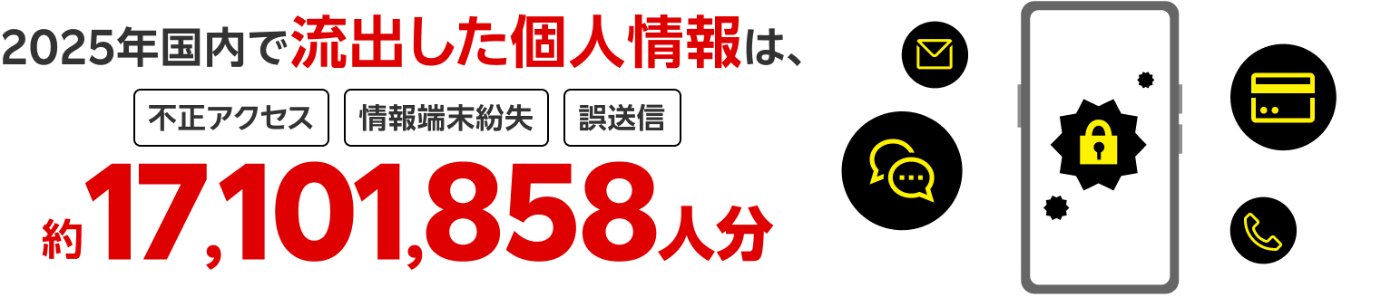2025年国内で流出した個人情報は、不正アクセス、情報端末紛失、誤送信 約17,101,858人分