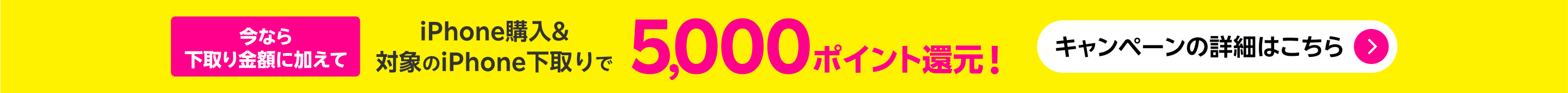 今なら下取り金額に加えてiPhone購入&対象のiPhone下取りで5,000ポイント還元!
