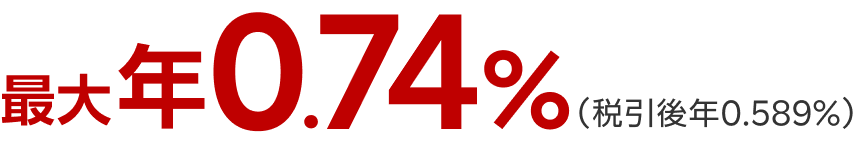 最大年0.74%(税引後年0.589%)